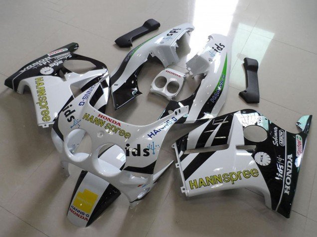 1988-1989 White Yellow Glossy Black Hannspree Honda CBR250RR MC19 Motorcycle Fairings