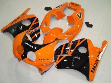 1990-1998 Orange Glossy Black Honda CBR250RR MC22 Motorcycle Fairings
