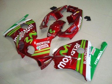 1990-1998 Red White Green MoviStar Honda CBR250RR MC22 Motorcycle Fairings