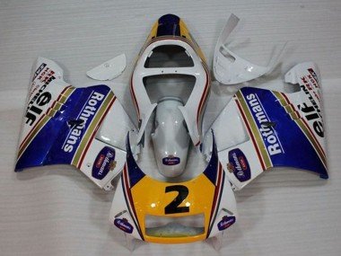 1994-1996 White Blue Yellow Gold Rothmans Elf 2 Honda NSR250R MC28 P4 Motorcycle Fairings