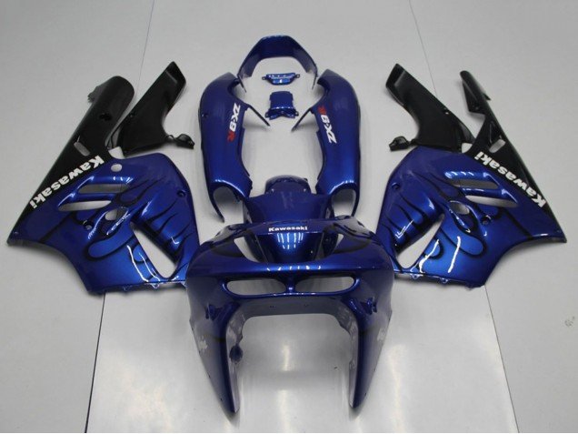 1994-1997 Blue Black Flame Kawasaki ZX9R Motorcycle Fairings