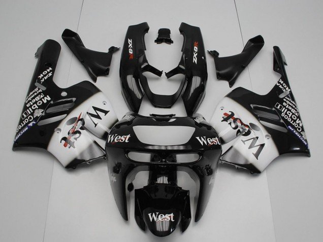 1994-1997 Glossy Black White West Kawasaki ZX9R Motorcycle Fairings