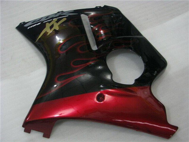 1996-2007 Glossy Black Red Flame Honda CBR1100XX Abs Motorcycle Fairings