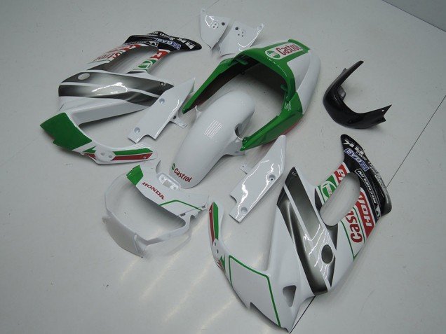 1997-2005 White Green Glossy Black Castrol Honda VTR1000F Motorcycle Fairings