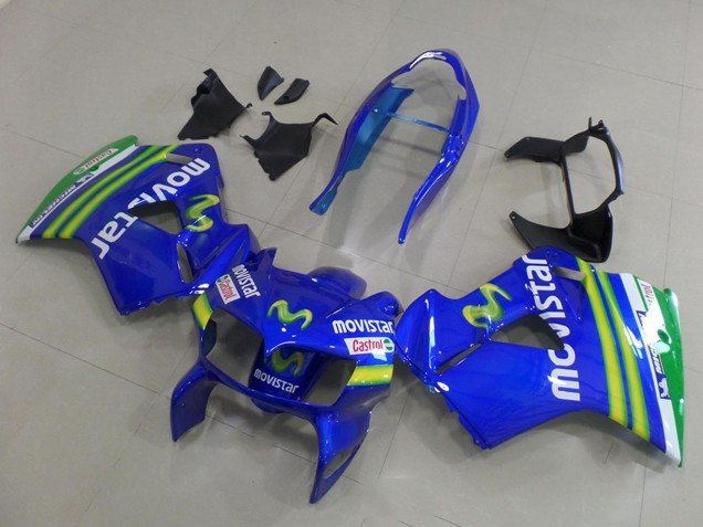 1998-2001 Blue Green White MoviStar Honda VFR 800 Motorcycle Fairings