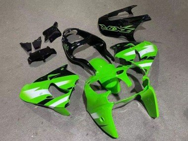 2000-2001 Green White Glossy Black Kawasaki ZX9R Motorcycle Fairings