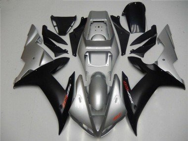 2002-2003 Silver Matte Black Yamaha YZF R1 Motorcycle Fairings