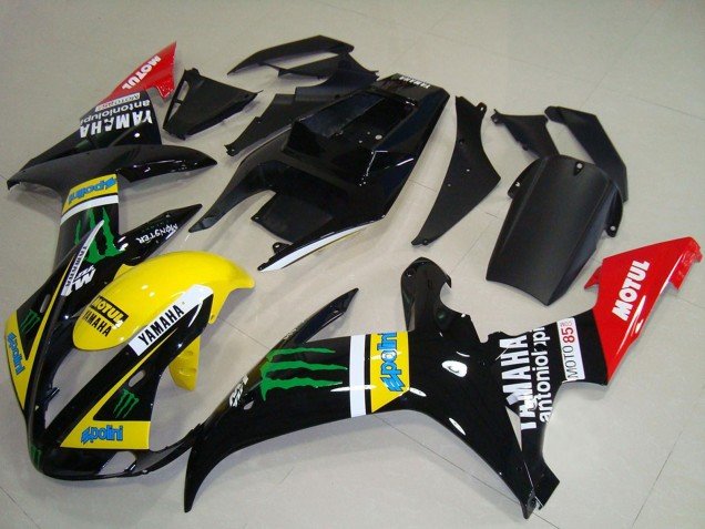 2002-2003 Glossy Black Yellow Red Green Motul Monster Yamaha YZF R1 Motorcycle Fairings