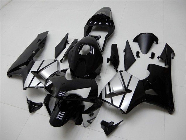 2003-2004 Silver Glossy Black Stripe Honda CBR600RR Motorcycle Fairings