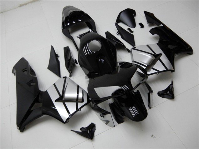 2003-2004 Silver Glossy Black Stripe Honda CBR600RR Motorcycle Fairings
