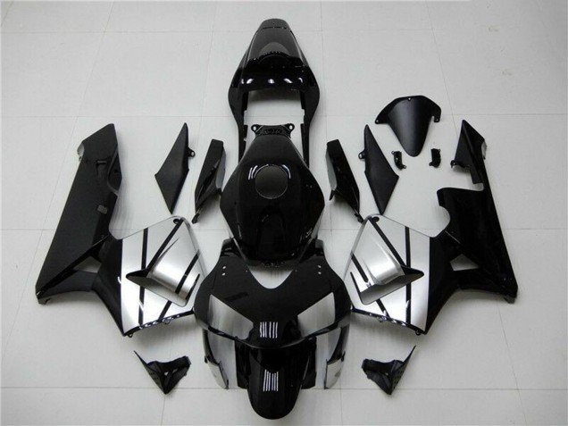 2003-2004 Silver Glossy Black Stripe Honda CBR600RR Motorcycle Fairings