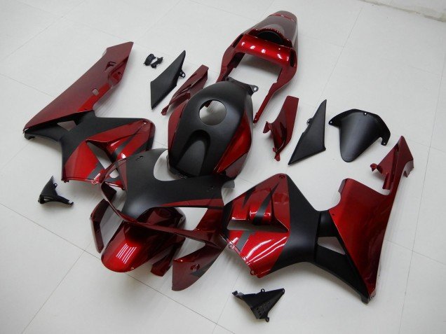 2003-2004 Red Matte Black Stripe Honda CBR600RR Motorcycle Fairings