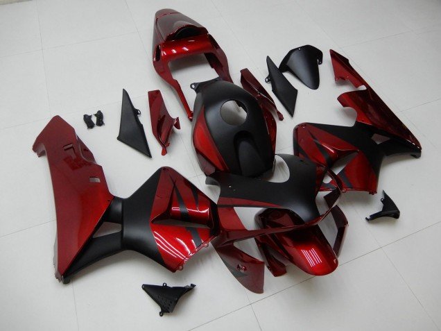 2003-2004 Red Matte Black Stripe Honda CBR600RR Motorcycle Fairings