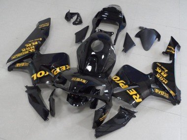 2003-2004 Glossy Black Gold Repsol Honda CBR600RR Motorcycle Fairings