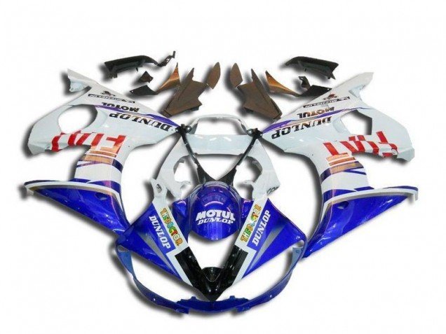 2003-2004 White Blue Red Fiat Motul Dunlop Michelin Yamaha YZF R6 Motorcycle Fairings