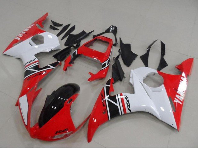 2003-2004 White Red Glossy Black Yamaha YZF R6 Motorcycle Fairing Kits