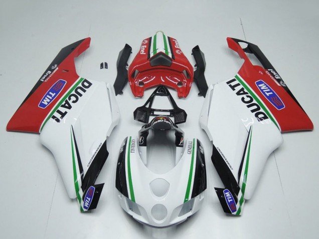 2005-2006 White Red Green Glossy Black Enel Generali Tim Ducati 749 999 Motorcycle Fairings