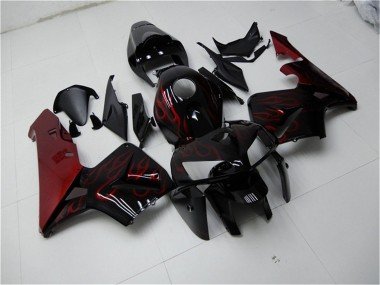 2005-2006 Glossy Black Red Flame Honda CBR600RR Motorcycle Fairing Kits