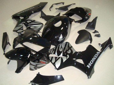 2005-2006 Glossy Black Silver with Flame Honda CBR600RR Motorcycle Fairings