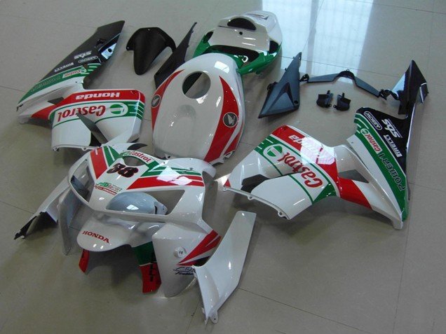 2005-2006 White Red Green Castrol 38 Honda CBR600RR Motorcycle Fairings