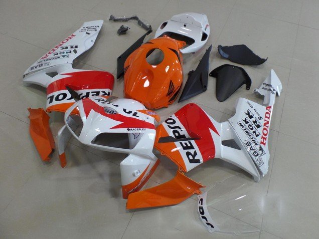 2005-2006 Orange White Red Glossy Black Repsol Honda CBR600RR Motorcycle Fairings Kit