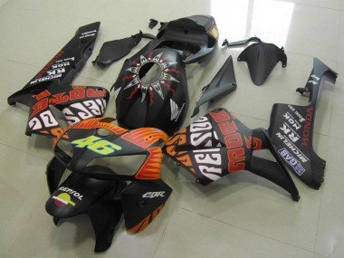 2005-2006 Matte Black Orange Yellow Rossi 46 Honda CBR600RR Motorcycle Fairings