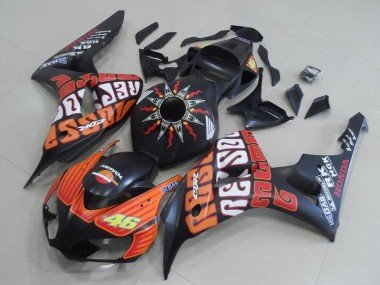 2006-2007 Matte Black Orange Rossi 46 Honda CBR1000RR Motorcycle Fairings