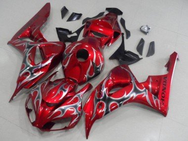 2006-2007 Red Black Silver Flame Honda CBR1000RR Motorcycle Fairings