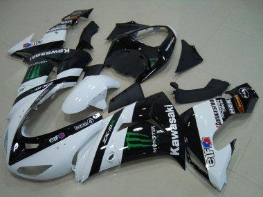 2006-2007 White Glossy Black Green Elf Monster Kawasaki ZX10R Motorcycle Fairings