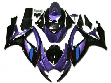 2006-2007 Purple Blue Glossy Black Stripe Suzuki GSXR 600/750 Motorcycle Fairings