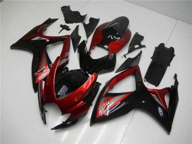 2006-2007 Red Glossy Black Suzuki GSXR 600/750 Motorcycle Fairing