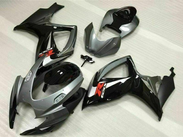 2006-2007 Silver Grey Glossy Black Red Suzuki GSXR 600/750 Motorcycle Fairings
