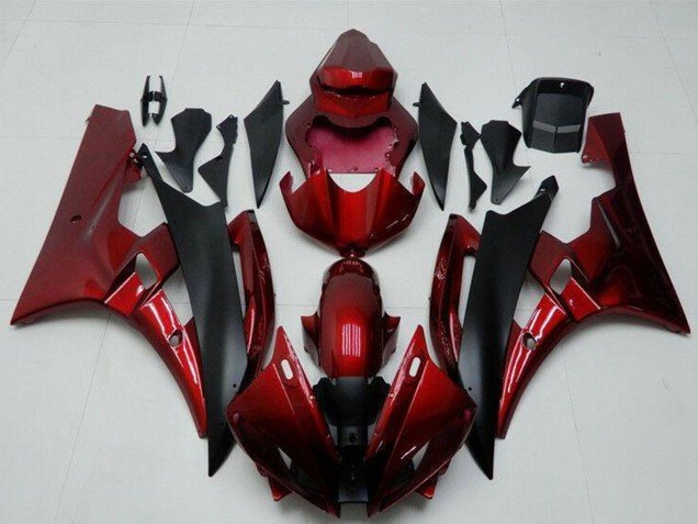 2006-2007 Red Matte Black Yamaha YZF R6 Motorcycle Fairing Kits