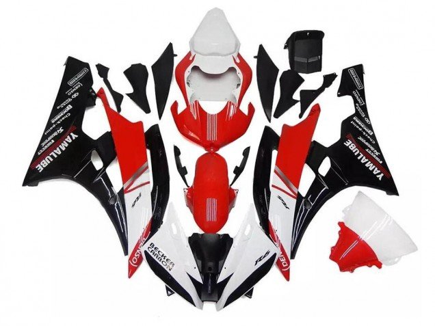 2006-2007 White Red Black Yamaha YZF R6 Motorcycle Fairings