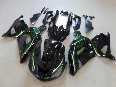 2006-2011 Glossy Black Green Line Kawasaki ZX14R ZZR1400 Motorcycle Fairings