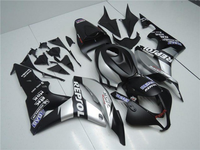 2007-2008 Matte Black Silver Grey Repsol Honda CBR600RR Motorcycle Fairings