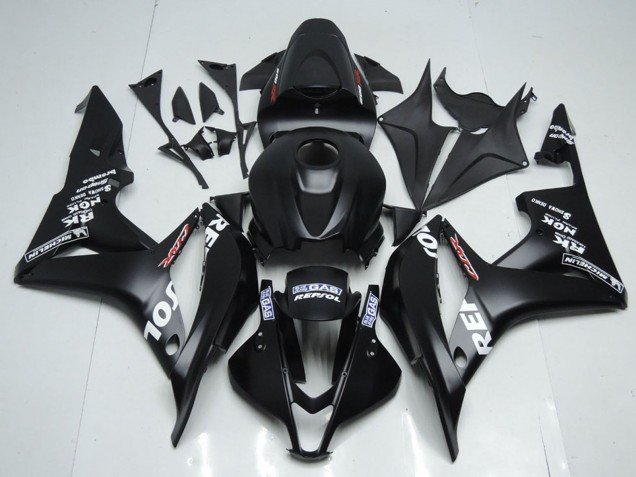2007-2008 Matte Black White Repsol Honda CBR600RR Motorcycle Fairing Kits