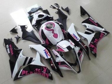 2007-2008 White Pink Matte Black HRC Playboy with Durex Honda CBR600RR Motorcycle Fairings