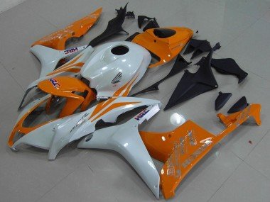 2007-2008 White Orange HRC Honda CBR600RR Motorcycle Fairing