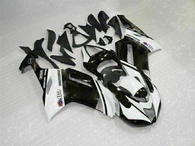 2007-2008 Black White Kawasaki ZX6R Motorcycle Fairings