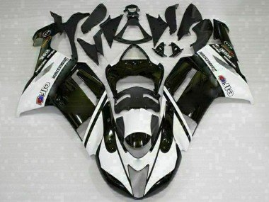 2007-2008 Black White Kawasaki ZX6R Motorcycle Fairings