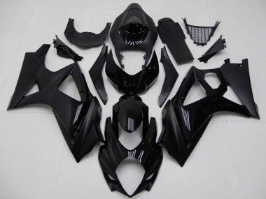 2007-2008 Glossy Black Matte Black No Decal Suzuki GSXR 1000 Motorcycle Fairings