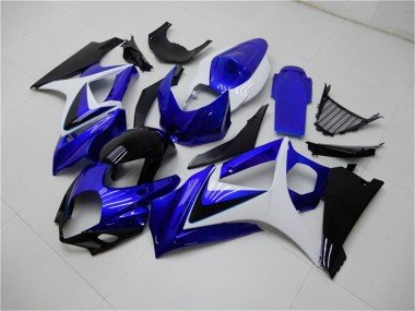 2007-2008 White Blue Black No Decal Suzuki GSXR 1000 Motorcycle Fairings