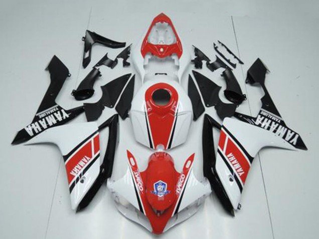 2007-2008 White Red Glossy Black Yamaha YZF R1 Motorcycle Fairings