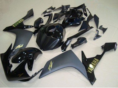 2007-2008 Glossy Black Matte Black Gold Yamaha YZF R1 Motorcycle Fairings