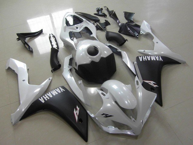 2007-2008 White Matte Black Yamaha YZF R1 Motorcycle Fairings
