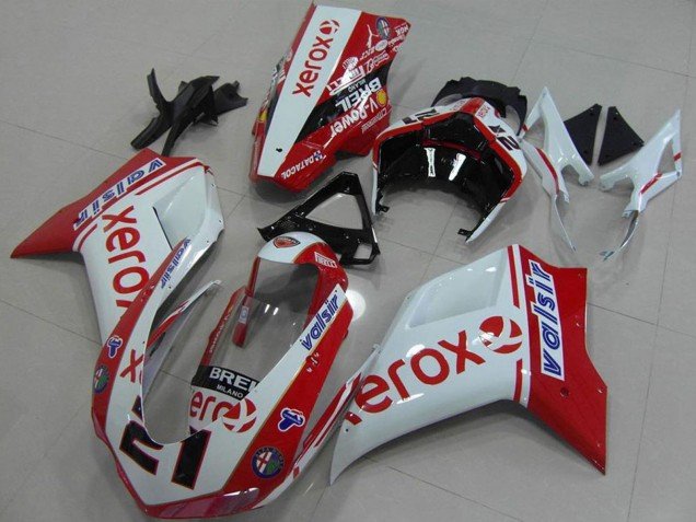 2007-2014 White Red Glossy Black Valsir Xerox OEM Style 21 Ducati 848 1098 1198 Motorcycle Fairings