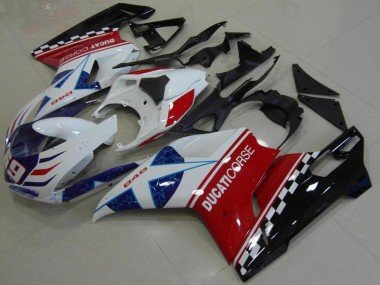 2007-2014 White Red Blue Glossy Black Corse 69 Ducati 848 Motorcycle Fairing