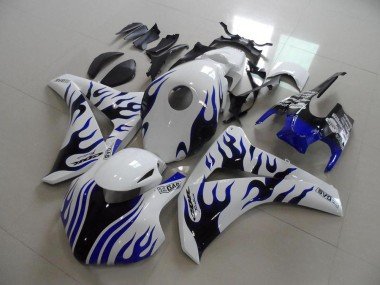 2008-2011 White Blue Flame Racing Honda CBR1000RR Motorcycle Fairings