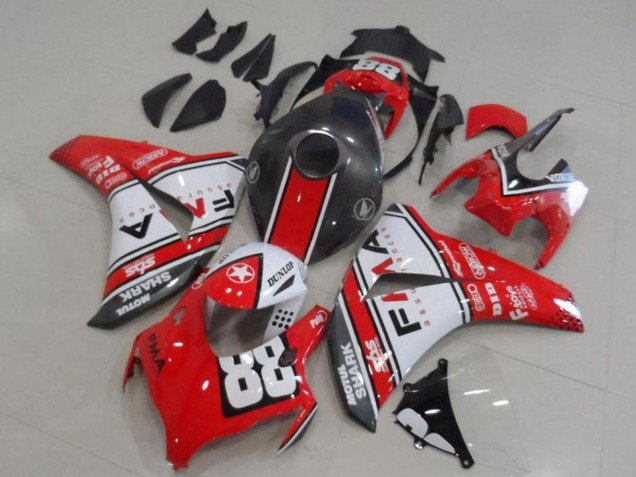 2008-2011 White Red Matte Black Dunlop Fiamm 88 Honda CBR1000RR Motorcycle Fairings